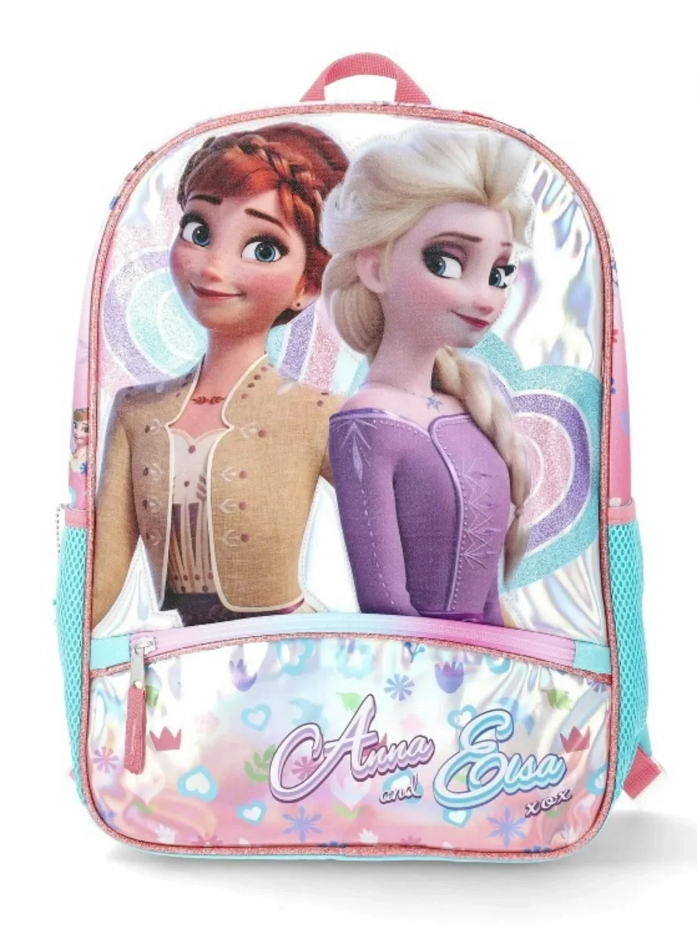 Disney Frozen Anna and Elsa Pink Purple Holographic Kids Backpack